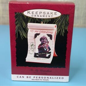 Hallmark Keepsake Ornament 1993 To My Grandma Photo Holder Can Be Personalized